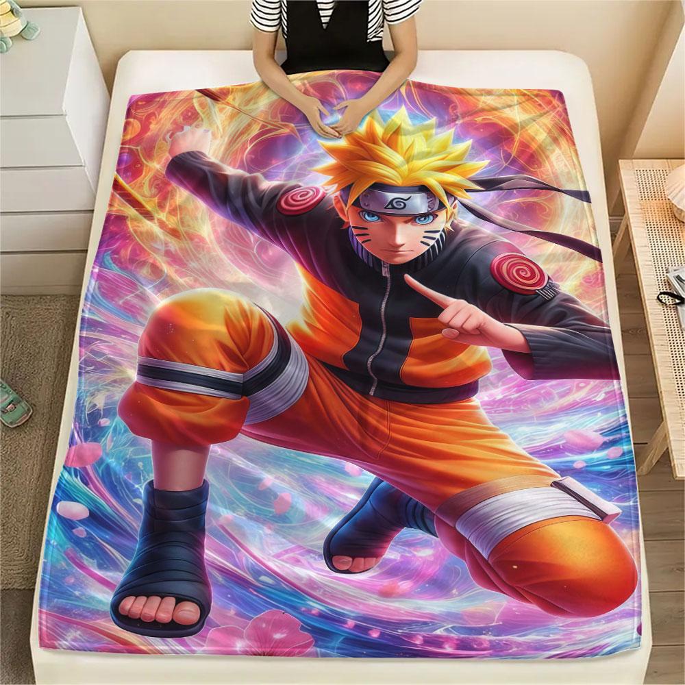 1Pc Naruto Print Flannel Blanket, High quality Comfortable for All Seasons, Home Decor, Warmth and Comfort, Perfect for Christmas Gifts