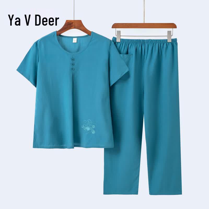 Yalu 2026 Mid-Aged Women s Summer Short Sleeve Lounge Set 4XL
