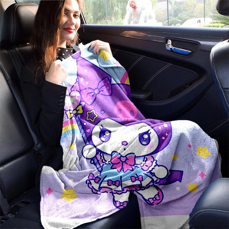 1pc Rainbow Kuromi Blanket, Perfect for Home Decor, All Seasons Use, Living Room, Travel, Camping, Car Blankets, Beach, Office Naps, Gift Idea for Fam