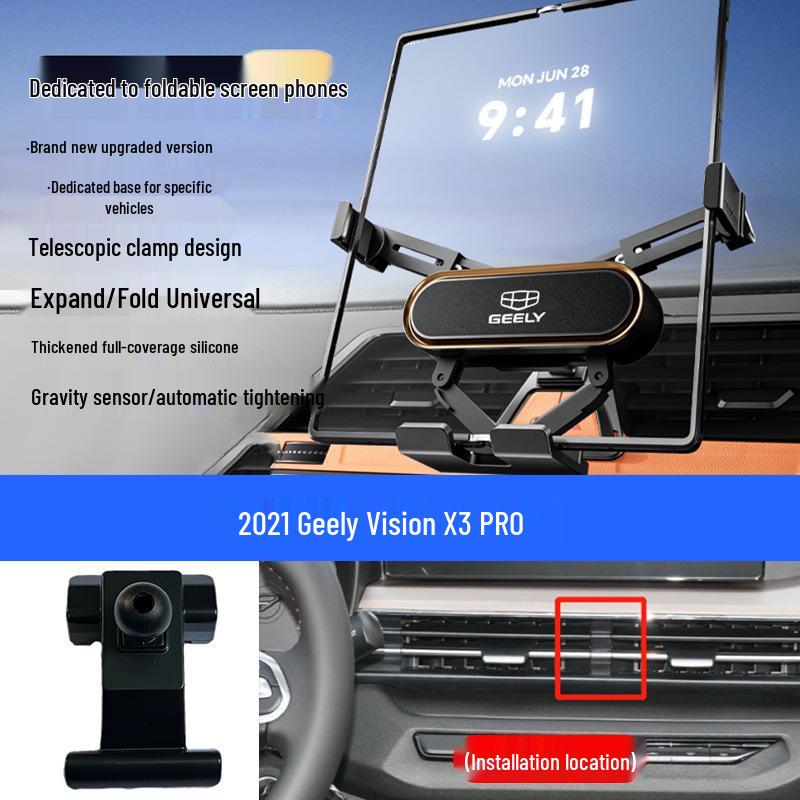 Custom Foldable Phone Holder for Geely Models: Emgrand, Boyue, Vision X1/X6, Jiaji, Binyue, Xingyue L, Xingyuan