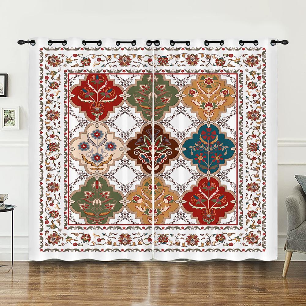 

Шторы Богемный Двор Цветочные Шторы Спальня Гостиная Светонепроницаемые Шторы Перфорированные 97cm*114cm*2