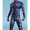 3D Printed Multicolour Cosplay Costume Men Women Front Zipper Zentai Bodysuit Halloween Party Jumpsuits Carnival Holiday Outfit