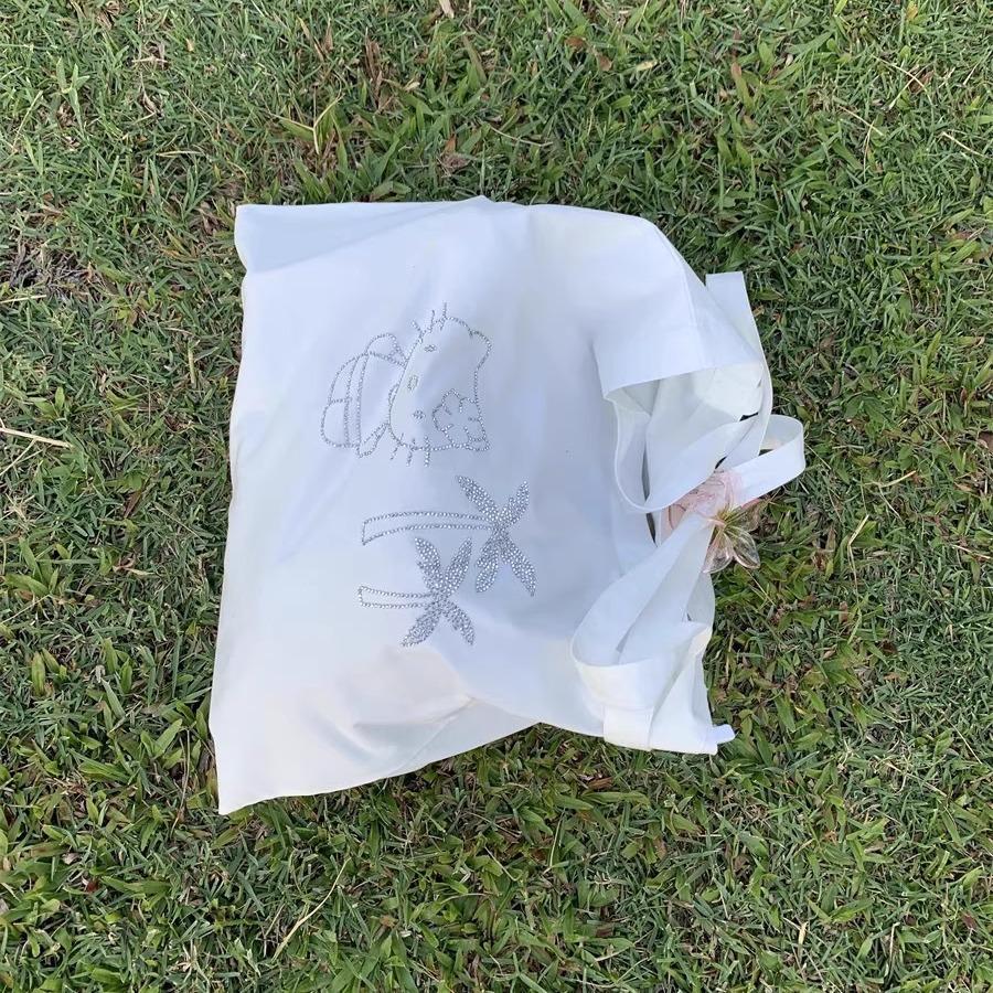 

Personalized women s bucket bag daily versatile cute canvas bear simple new handbag белый