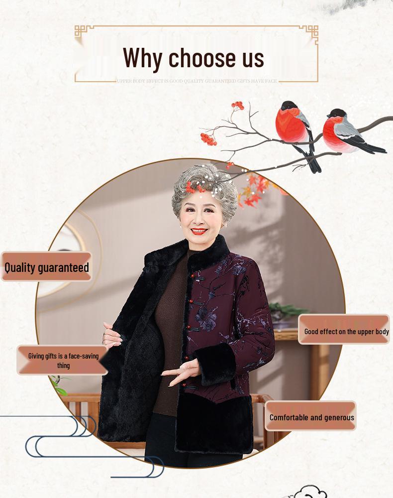 2025 New Winter Coat for Middle-Aged and Elderly Women - Thick Velvet, Stylish Warm Top for Mom or Grandma