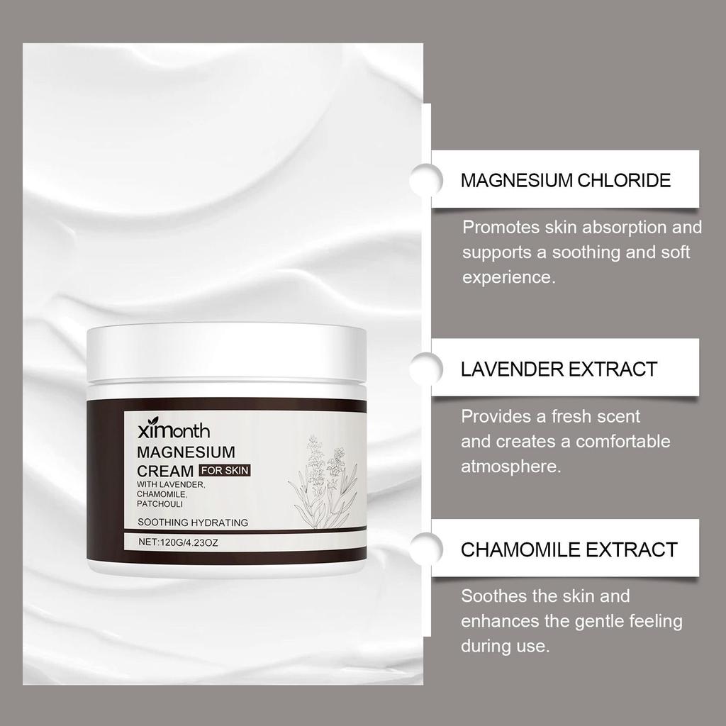XIMONTH Body Care Magnesium Cream Gentle Nourishing Moisturizing After Sport Care Refreshing Skin Care Body Lotion