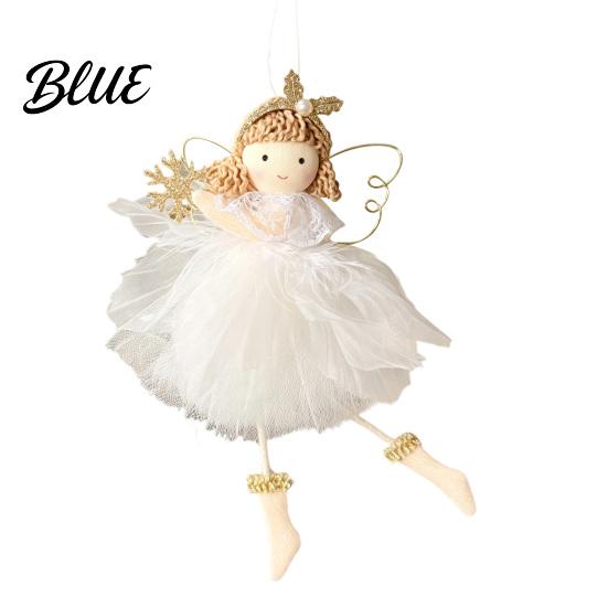 Fairy Tale Style Tree Ornaments Angel Doll Hanging with Lace Mesh And Glitter Wings for Christmas Dreamy New Year Home Decor Decoration Fabric