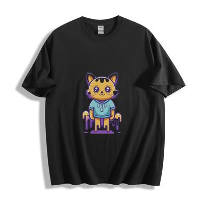 Cartoon Katze mit Schmelzeffekt Grafik T-Shirt
