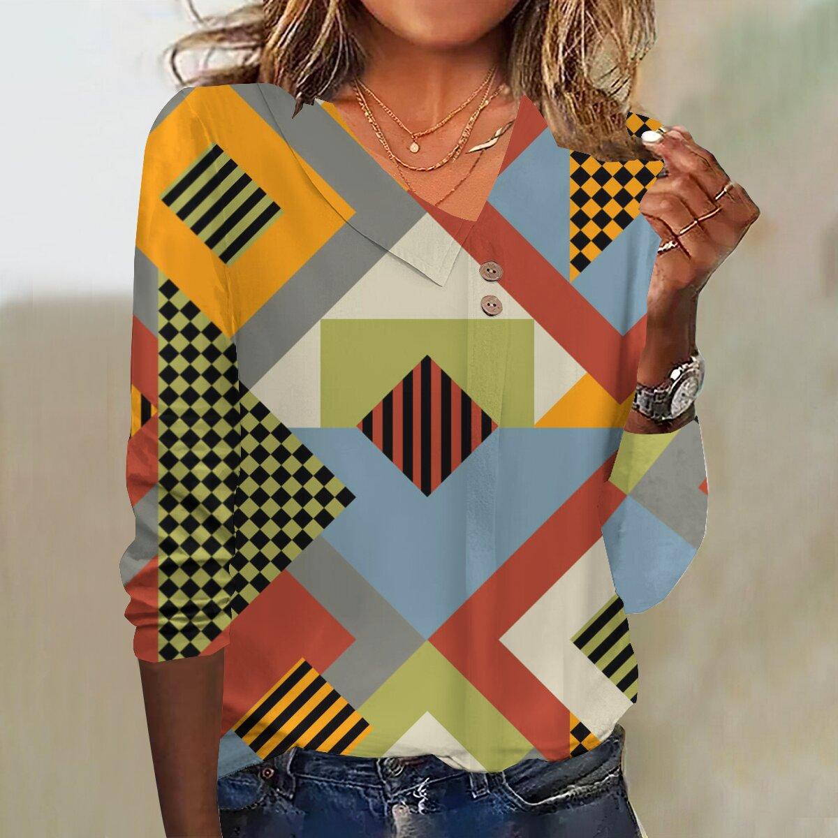 

2023 осенний новый модный женский повседневный топ с рукавами 3/4 и принтом больших размеров