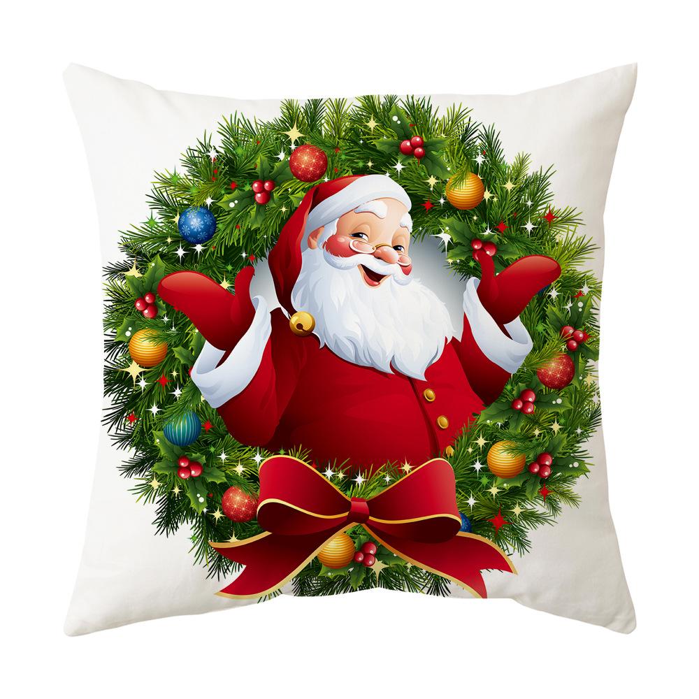 Classic Simple Christmas Series Cushion Pillow Cover Fashion Santa Claus Christmas Tree Pattern Pillowcase Home Sofa Decoration