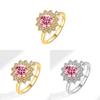 Sunflower Adjustable Ring For Women With Zircon Micro Inlay Gold Plated Jewelry Accessory