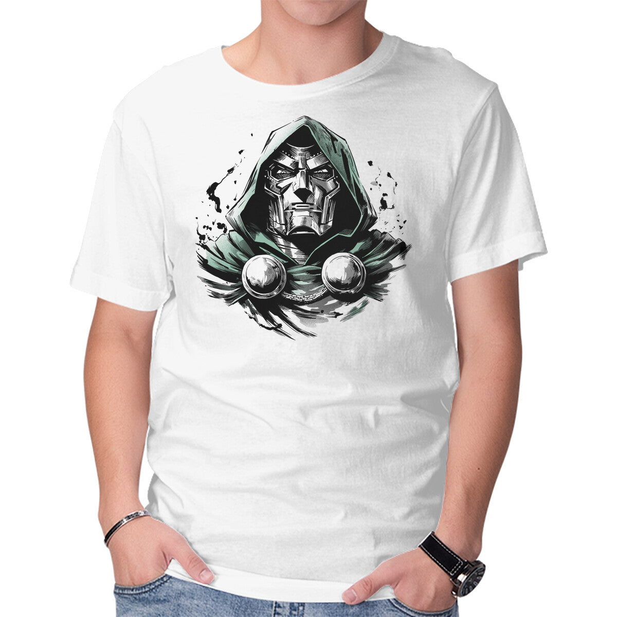 Unisex Crew Neck T-Shirt Doom The Destroyer Graphic Short Sleeve Casual Tee S