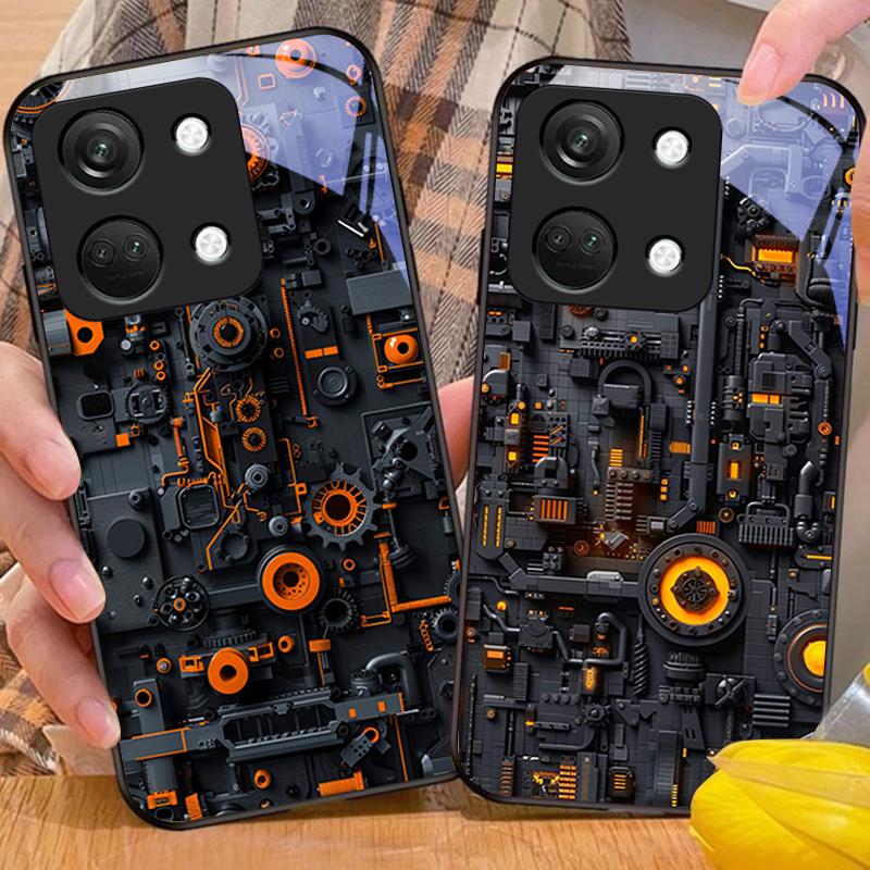 Circuit Diagram For OnePlus Nord 3 5 6T 7 Pro 8 12 10T Reno8 Lite 5G 10R Nord N30 Hard Shell Tempered Glass Phone Case Black