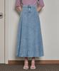 VISITINNEWYORK Half-Banding Long Denim Flare Skirt (Vb4Dsf1)