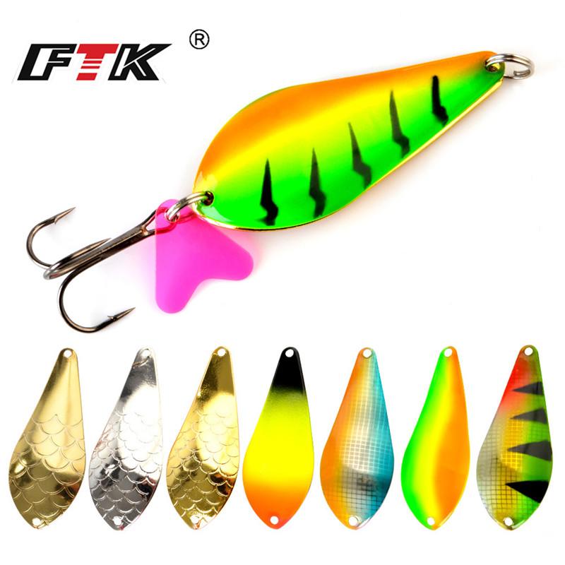 FTK 1PC 8 Farben Löffel Fischerei Köder 21g/27g/35g Mit Drillinge Bass CrankBait löffel Kurbel Köder