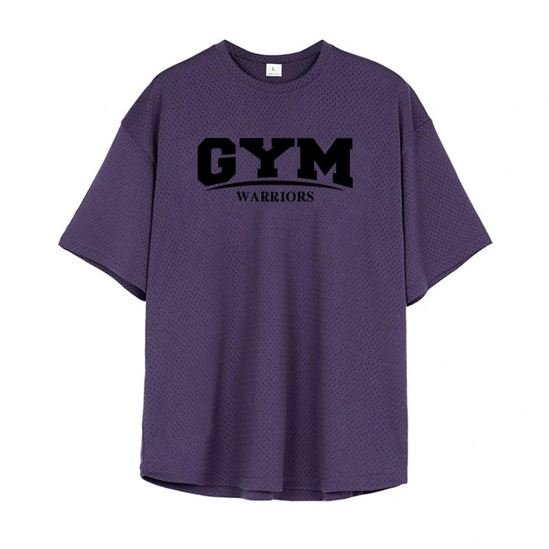Muscleguys Oversized Loose Running T-Shirts Mens Gym Warriors Fitness Sports Half Sleeve T Shirt Summer Mesh Quick Dry Breathable Clothing