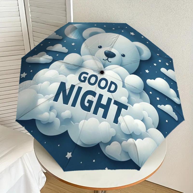 

1pc Good Night Cloud Bear Moon Stars Umbrella with Plastic Handle,Suitable for All Seasons Home Travel Outdoor UmbrellaDD498