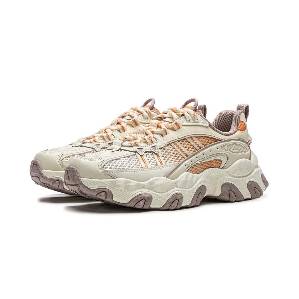 Li Ning Cat Paw Lite3 Casual Shoes Women's Low top Rock White Gray/Orange Peel Orange AGCW186-5