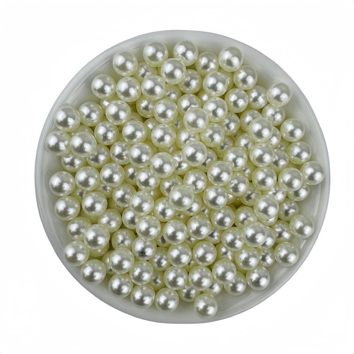 

3mm-20mm White/Beige ABS Imitation Pearls with Hole/No Hole Artifical Pearl Beads for DIY Bracelet Crafts Clothes Accessories 6mm-100pcs