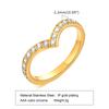 Chevron V Shape Ring Ring Zirconia For Women, Stainless Steel Curved Wedding Brand Stackable Fashion Geometric Ring