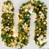 Festive 2.7 Meter Christmas Wreath Decoration With Led Lights In Gold And Red For Holiday Cheer