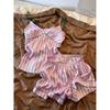 Sweet Girl Pink Striped Ice Silk Suspender Nightdress Women's Summer 1011 New Home Dress That Can Be Worn Outside