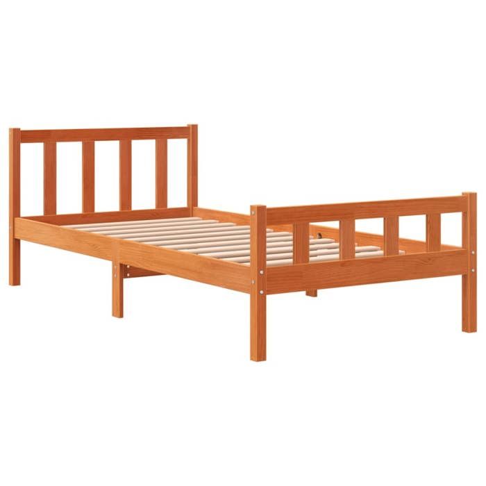 VidaXL Cadre de lit avec tête de lit cire marron 75x190 cm bois de pin 844389