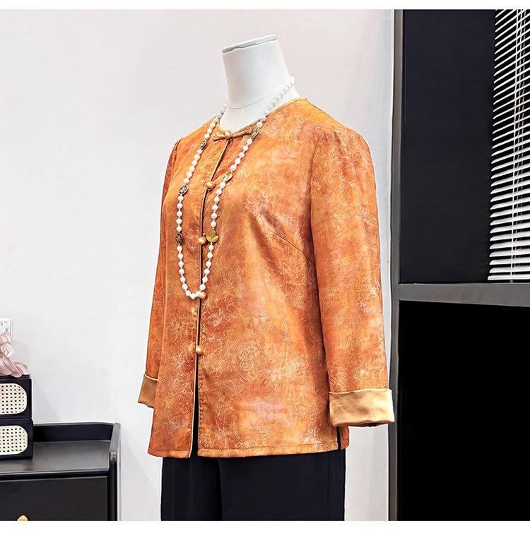 Elegant Chinese Style Spring Jacket for Middle-Aged and Elderly Women – Dignified and Fashionable Cardigan Top
