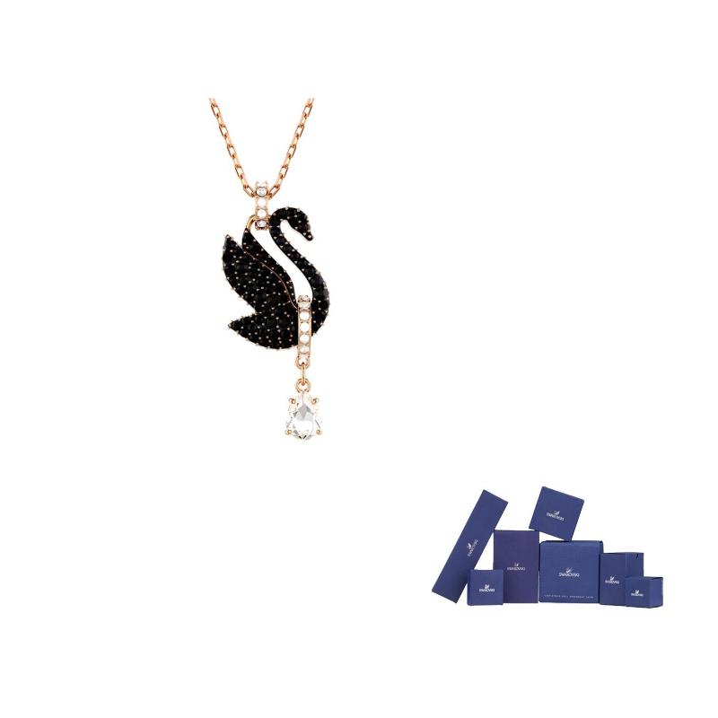 Swarovski Swan Black Swan Necklaces Womens Rose Gold F-Original brand box (color random) золотистый