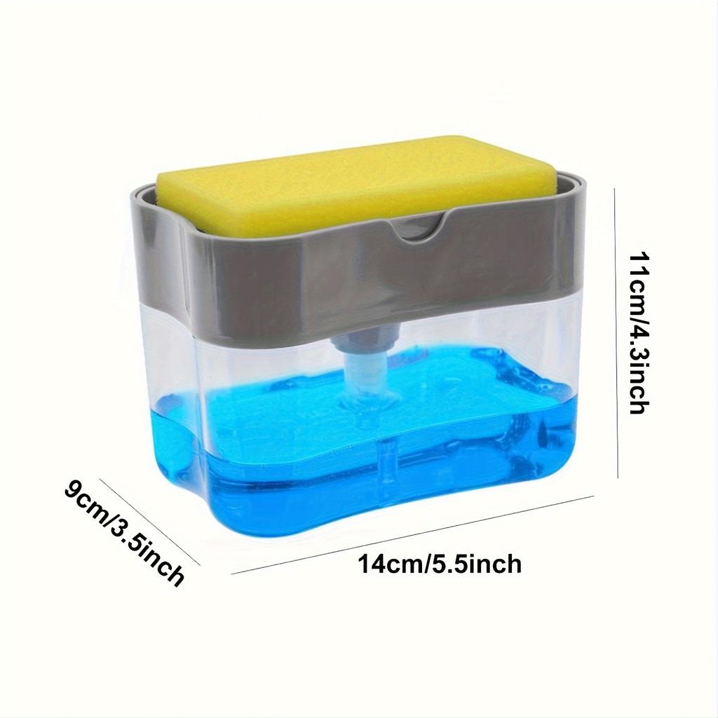 1 Stück Spülmittelpumpe Spender und Schwammhalter, Metallisch Silbern für Küchenspüle, Ohne Schwamm,