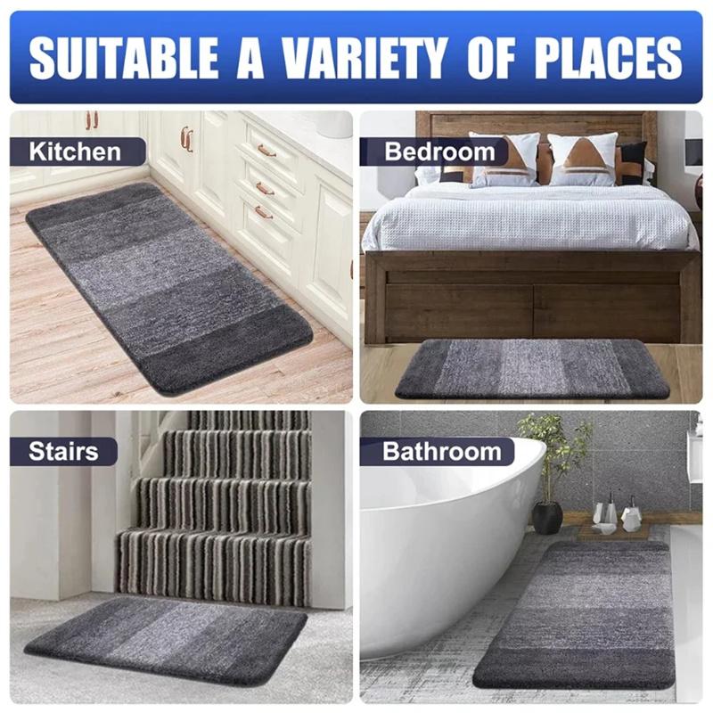 Gradient Stripes Imitation Cashmere Bathroom Floor Mats Anti-Slip Wear-Resistant Bathroom Mats Home Decoration