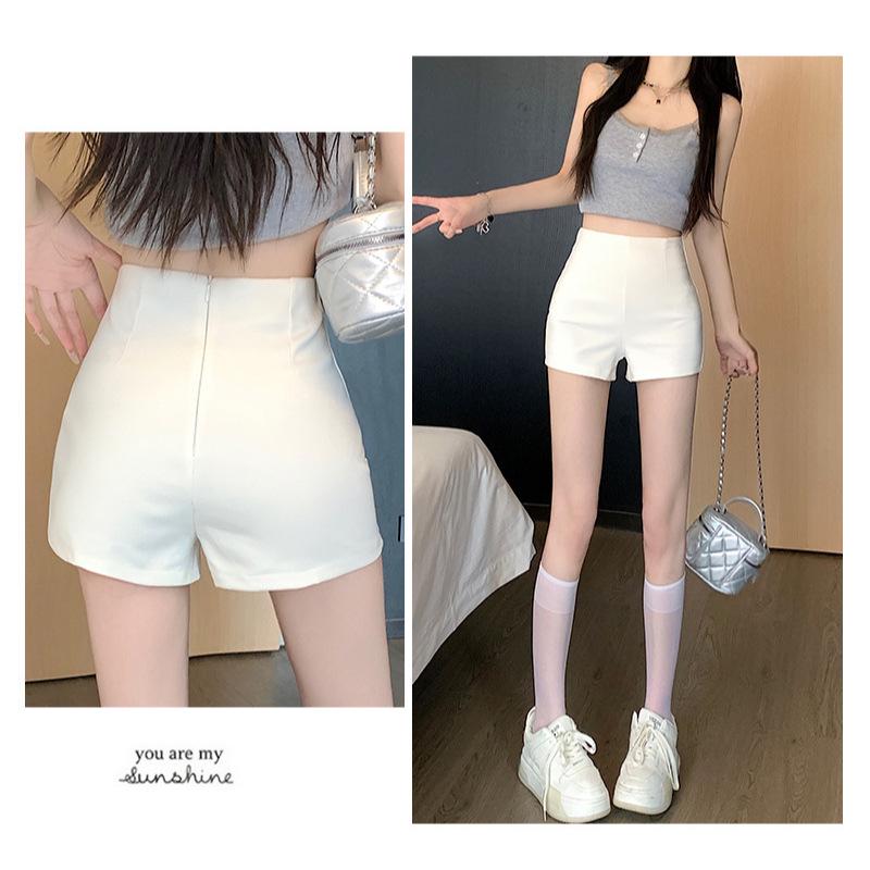 Women's Summer White High Waist A-Line Shorts: Slim, Tight-Fit, Anti-Exposure, Perfect for Small Sizes