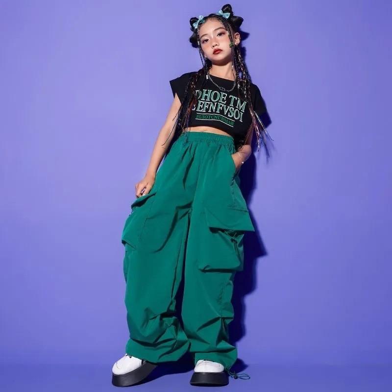 Girls  Hip Hop Joggers Pants Girls Cargo Pants Teenage Straight Trousers High Waist Vintage Casual Streetwear Baggy Pants