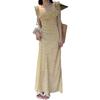Abito Floreale Retro Francese Midi Elegante da Donna Colletto Quadrato Gonna con Volant Abito Estivo da Donna Sopra il Ginocchio