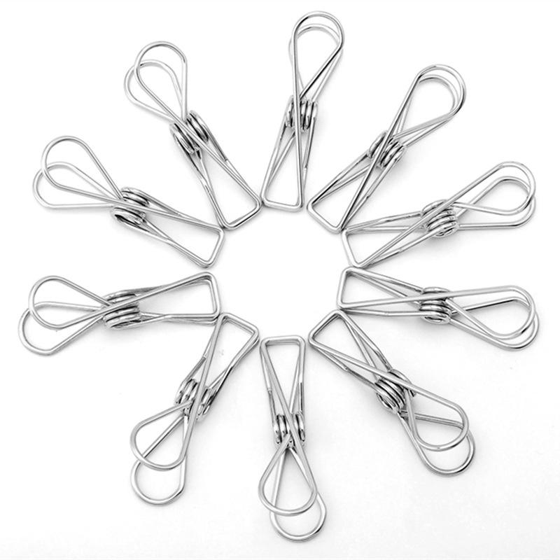 10PCS Stainless Steel Wire Clamp Underwear Socks Food Clothes Drying Sock Clip Hanger Fixing Strong Clip Multifunctional TMZ