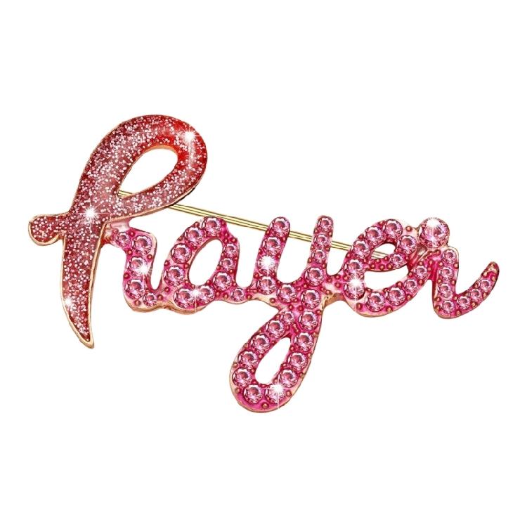 

Elegant Breast Cancers Awareness Letters Brooch Accessory With Sparkling Diamonds For Jackets And Dresses