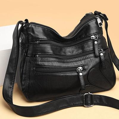 Vintage Kleine Umhängetasche Damen Lässige PU-Leder Umhängetasche Doppellagige Handtasche und Geldbörse Damen Shopping-Tasche