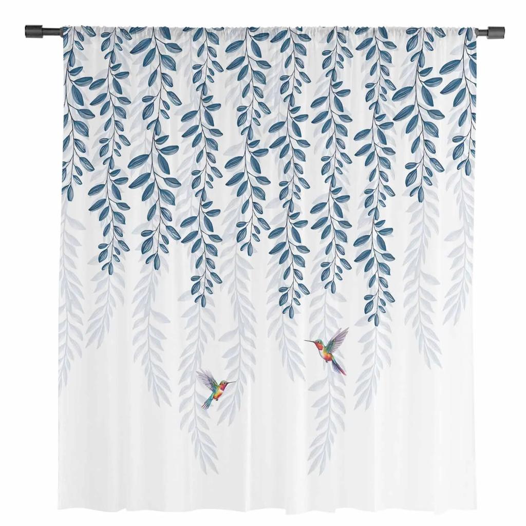 Animal Bird Leaves Sheer Curtains For Living Room Kitchen Window Curtains Bedroom Tulle Voile Curtains