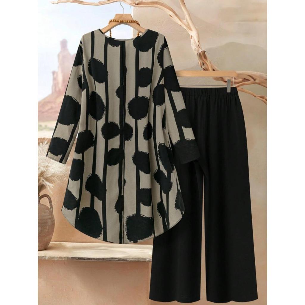 Ladies', Fashionable, Elegant, Printed Set, Polka Dot, Loose, Casual Set