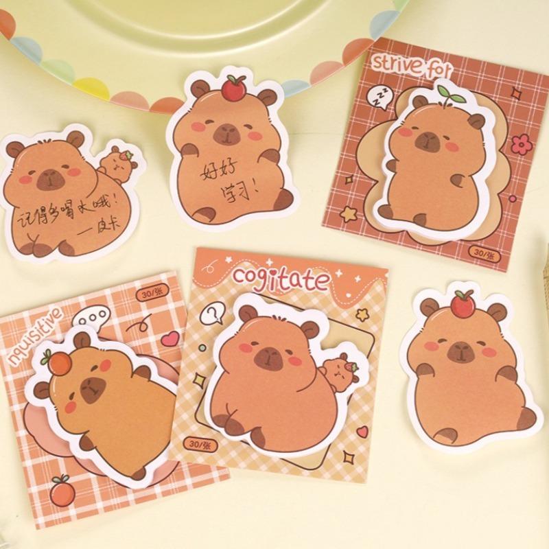 36Pcs Creative Capybara Memo Pad Cute Cartoon Sticky Notes Message Sticker Book Kawaii Writing Pads School Office Supplies