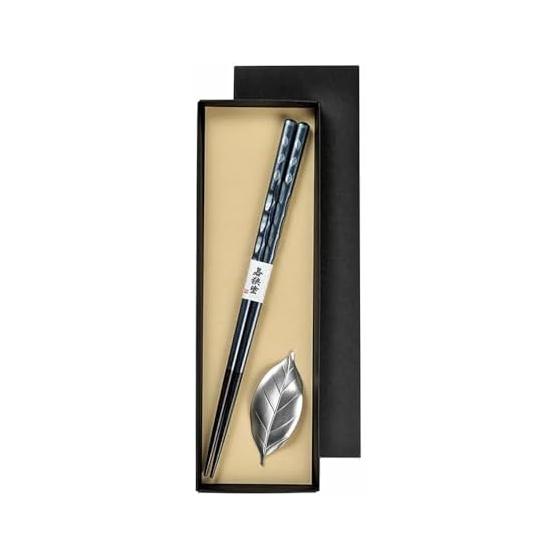 EnSui Stainless Leaf Chopstick Rests & Wakasa Lacquerware Chopsticks