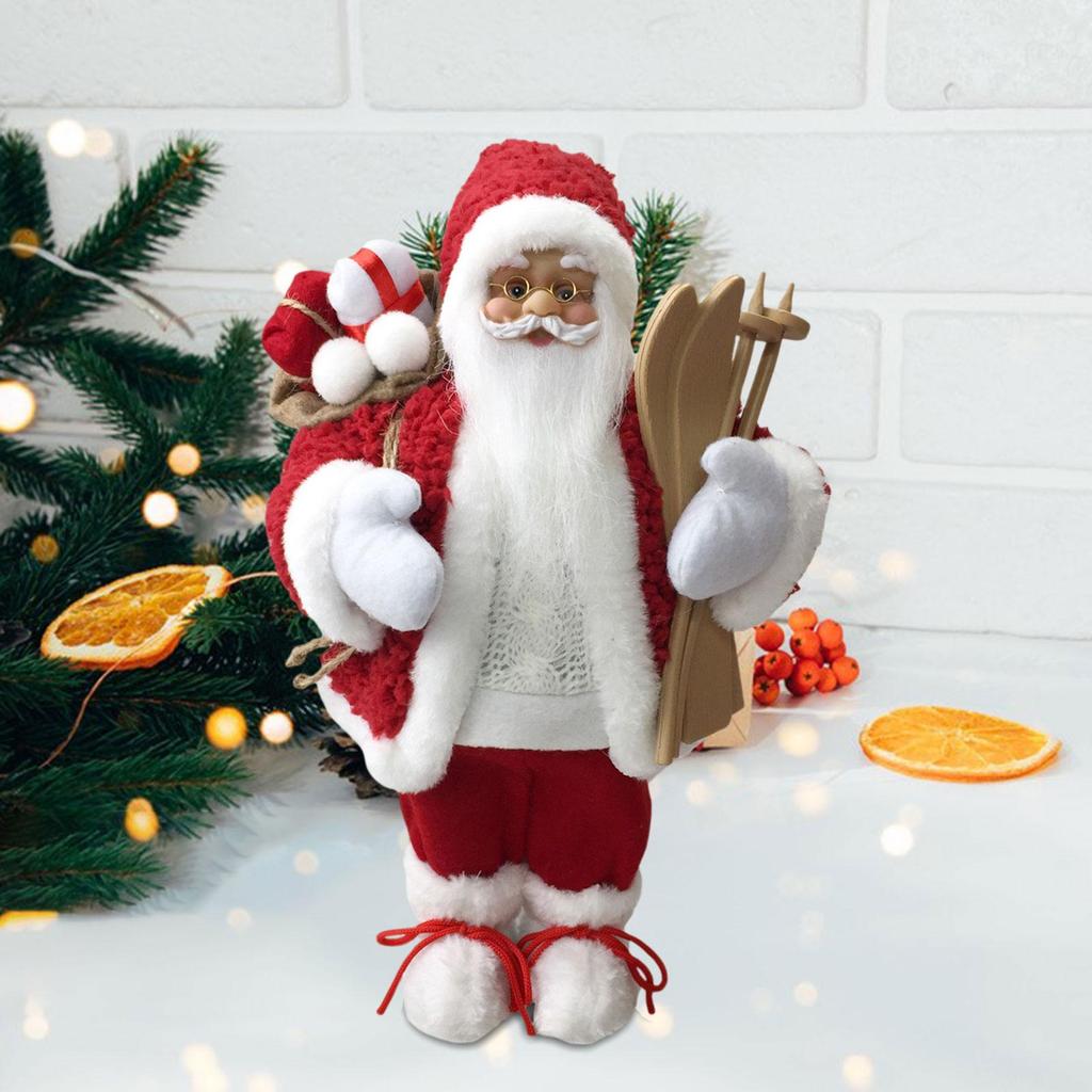 Standing Christmas Santa Table Decor Small Plush Figure Toys Collectible Figure Decor for Living Room Gift Decor Birthday Home
