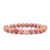 European & American Pink Zebra Red Wood Grain & Black Obsidian Couple Bracelet