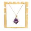 Crystal Rough Stone Handmade Adjustable Stainless Steel Metal Bamboo Mesh Pocket Necklace Woven Pendant N683