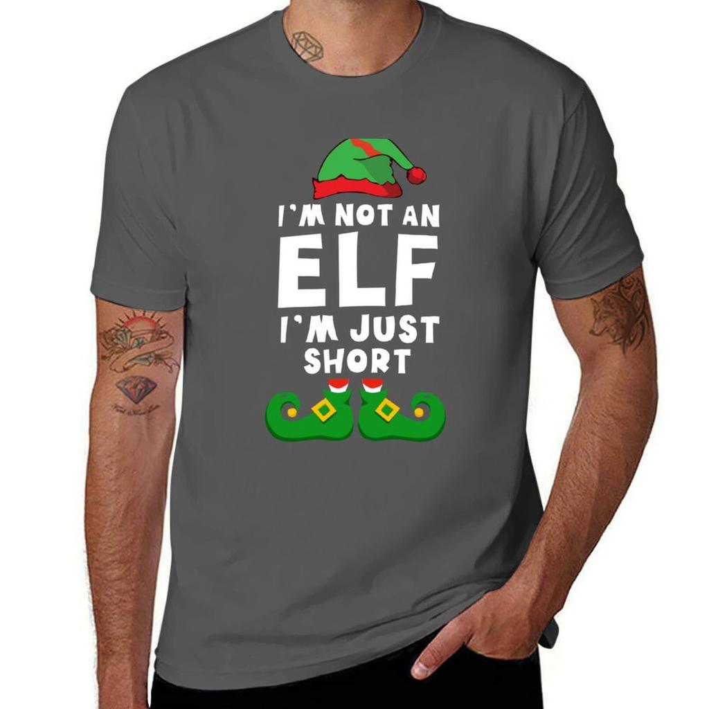 Im Not An Elf Im Just Short Family Matching Christmas Pajamas Funny Tshirt Fashion Letter Print Tshirt