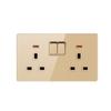 TYC Port Lamp 5-Hole Golden Acrylic Panel UK13A Wall Socket Switch 2 USB Universal 2/3/4/5 Pin Waterproof Touch Panel 13A Max