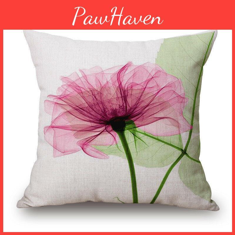 Elegantes 18x18'' Tuschegemälde Blumen Baumwolle Leinen Kissenbezug für stilvolles Sofakissen