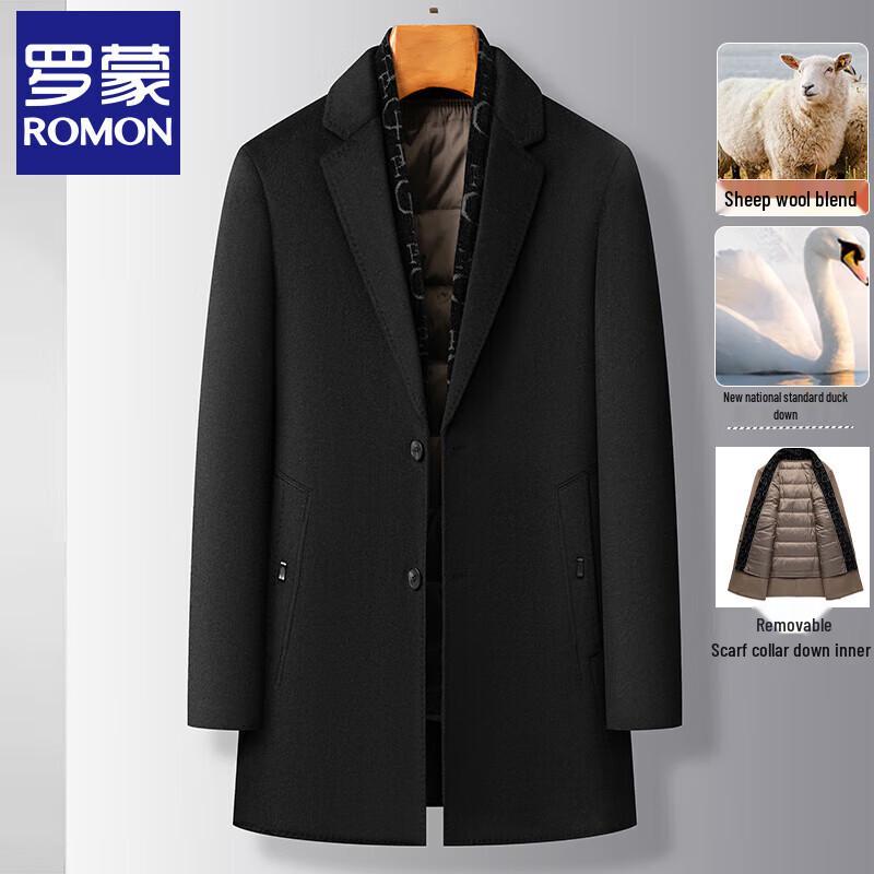 Lomon Men's Winter Mid-Length Wool Blend Overcoat