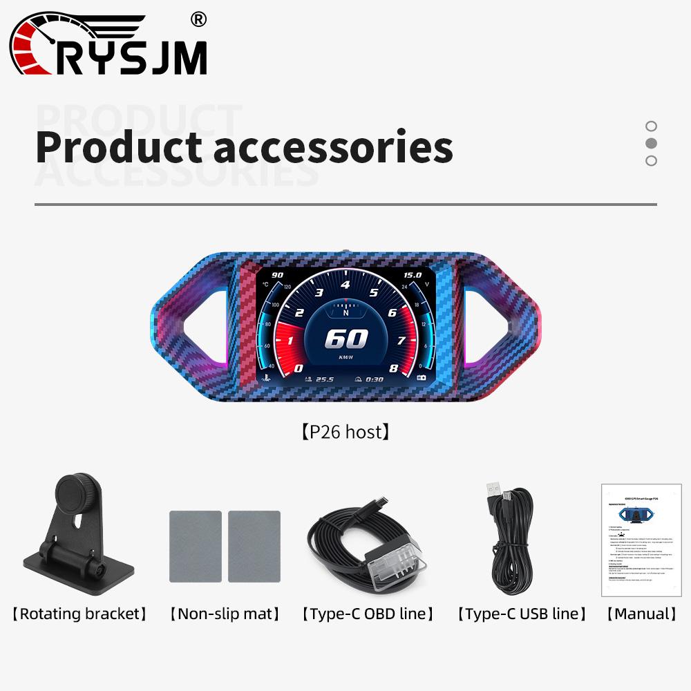 

P26 GPS OBD Head Up Display Multi-function Smart Digital Car Gauge With Speed Tachometer Fuel Consumption Water Temp Voltage