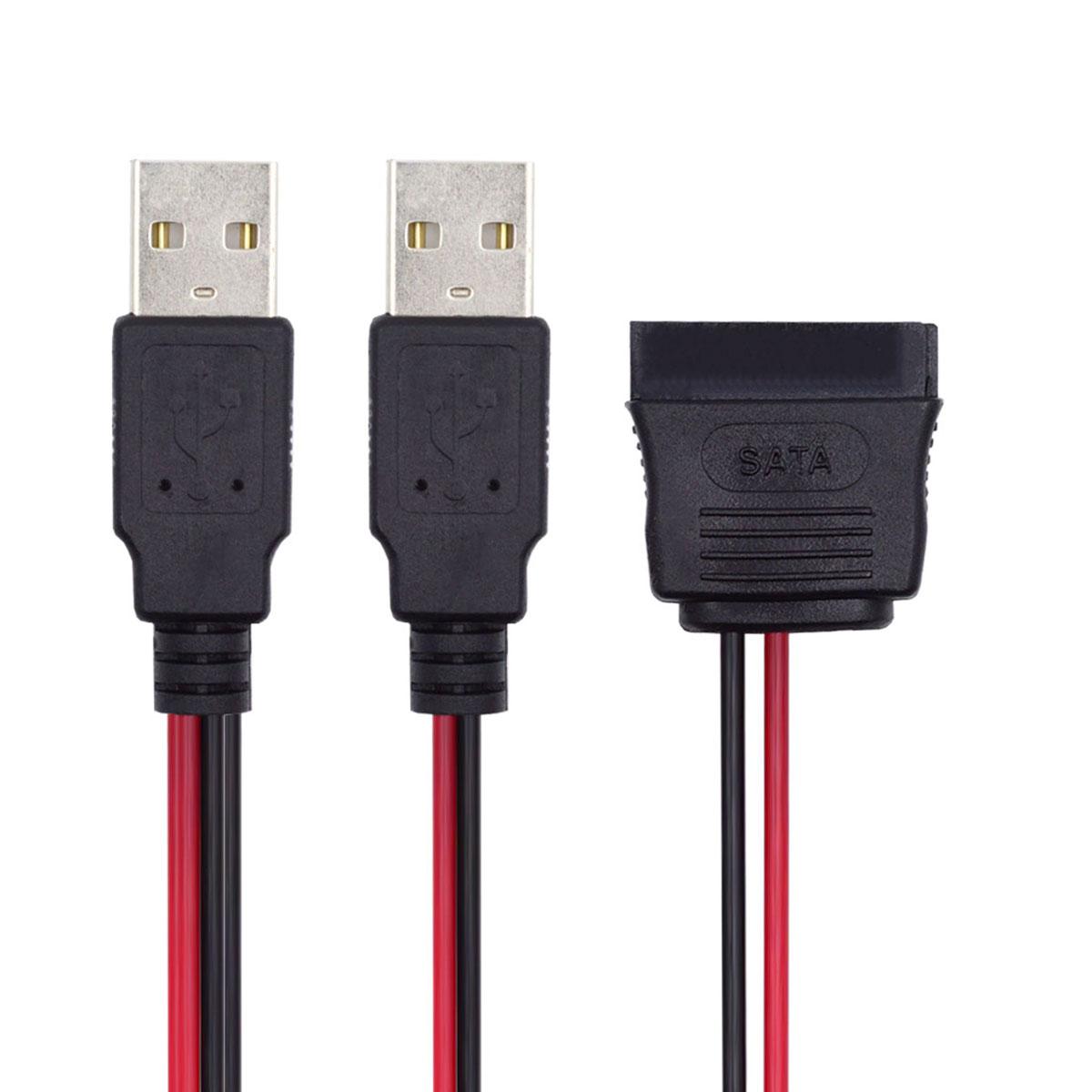 

U2-070-2P DC 5V Dual USB to SATA 15-Pin Power Cable for 2.5 inch SATA HDD SSD Disk Driver, 5V 2A Max A