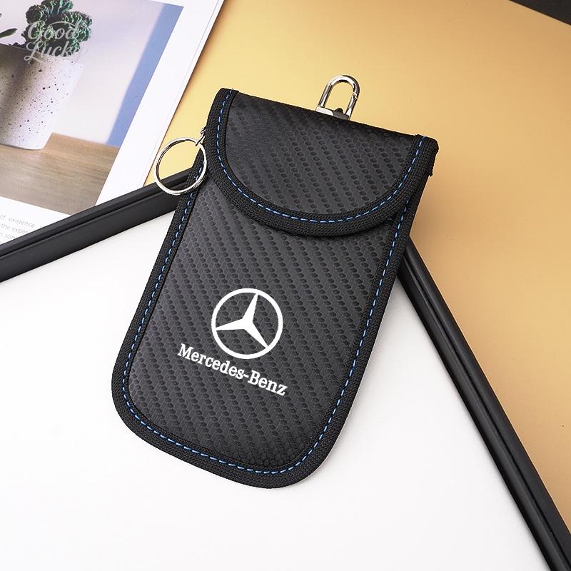 ZHM3 Car Key Case Signal Blocker Bag RFID Shielding Pocket For Mercedes Benz Class A Class C200L GLC GLK CLA Mouldings HSQMM-BENZ